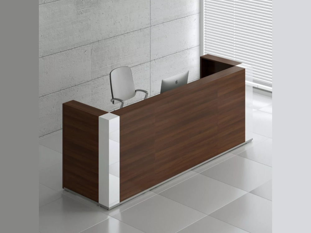 Andreas 5 – Reception Desk With Gloss White Corners 01