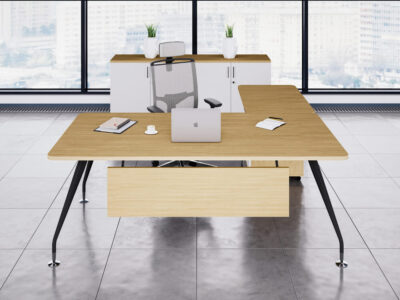 Lara Modern Wood Finish Executive Desk With Optional Return & Modesty Panel 2