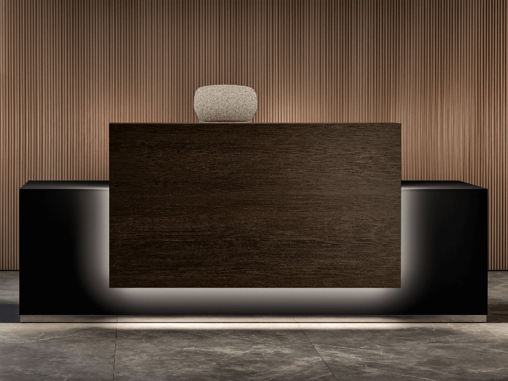 Luxor – Elegant Reception Desk With Optional Melamine Overhang Panel 02 (1)