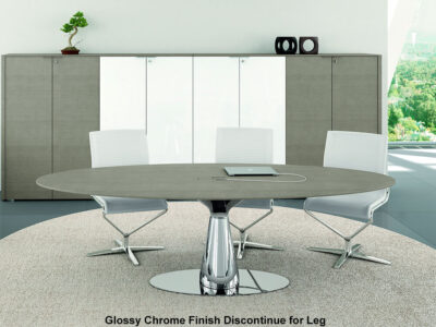 Yadon Round And Oval Shape Meeting Table Glossy Chrome Base Finish 3