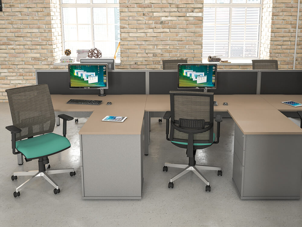 Logan 1 – U Leg Double Operational Office Desk With Optional Pedestal Return 1