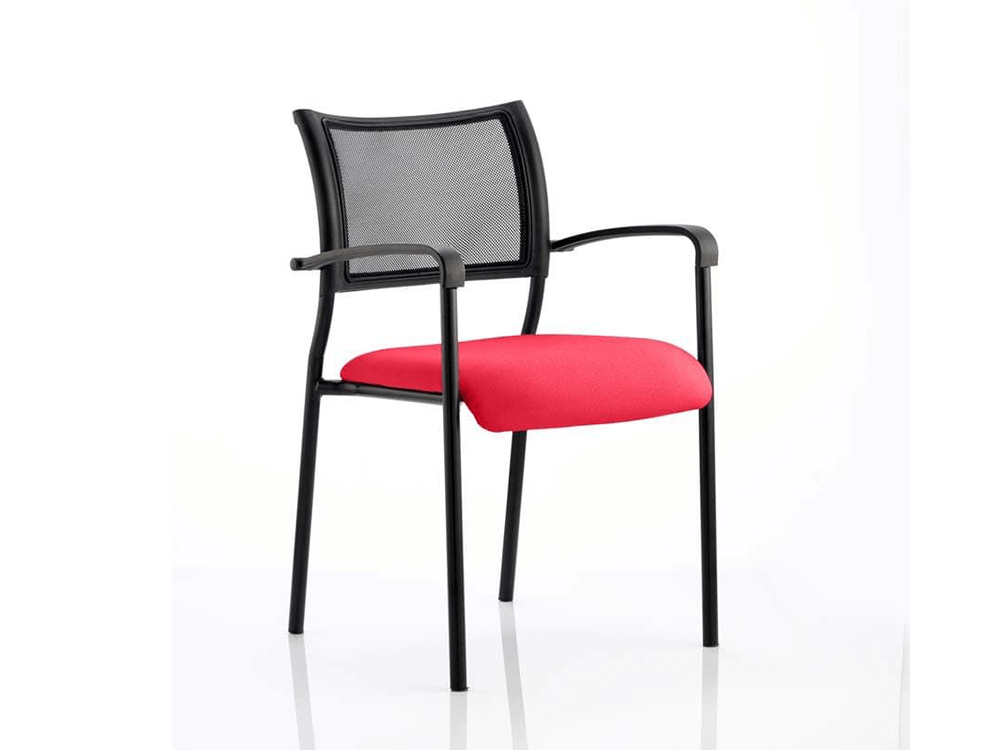 Dale – Mesh Back Visitor Chair Black With Arms Cherry