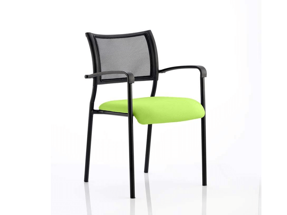 Dale – Mesh Back Visitor Chair Black With Arms Green