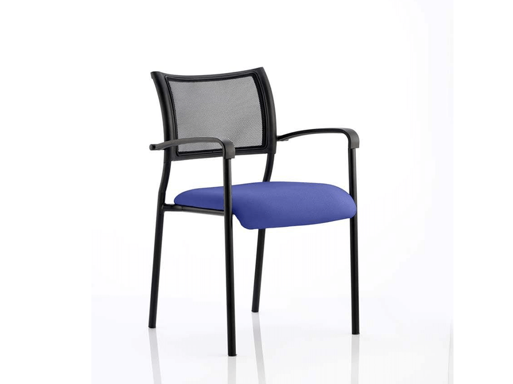 Dale – Mesh Back Visitor Chair Black With Arms Blue