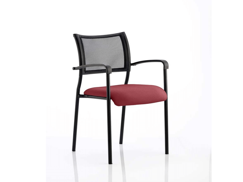 Dale – Mesh Back Visitor Chair Black With Arms Chilli