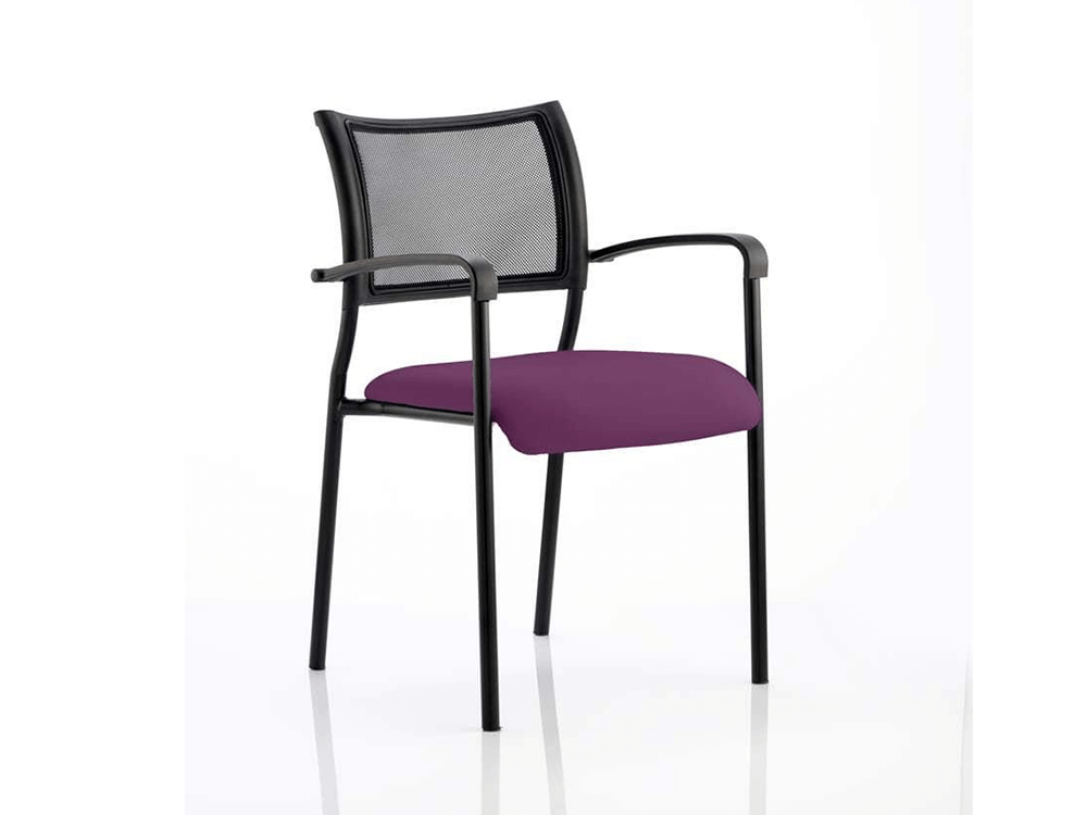 Dale – Mesh Back Visitor Chair Black With Arms Purple