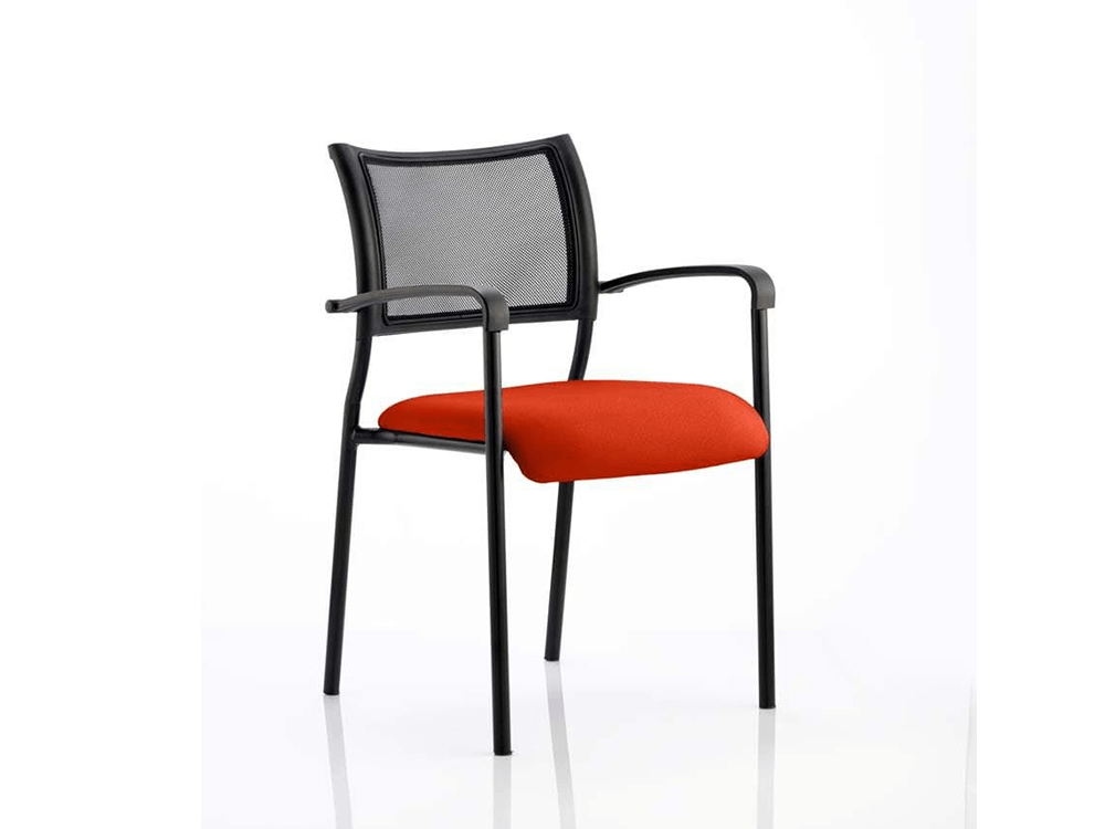 Dale – Mesh Back Visitor Chair Black With Arms Red