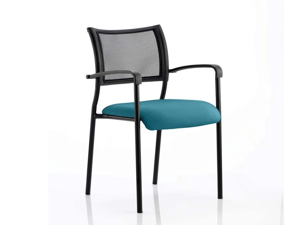 Dale – Mesh Back Visitor Chair Black With Arms Teal