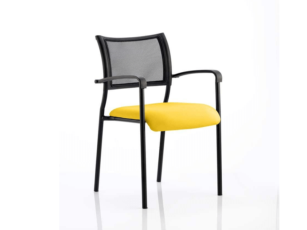 Dale – Mesh Back Visitor Chair Black With Arms Yellow