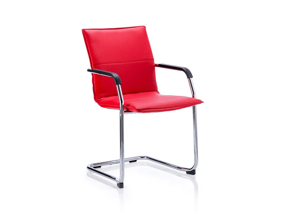 Echo Visitor Cantilever Chair Multicolor Bonded Leather Red