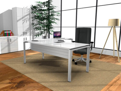 Rio Executive Desk With Glass Top With Return