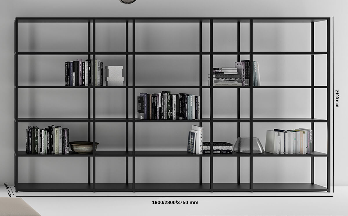 Harvey 17 – High Aluminium Frame Bookcases With Laquared Shelves Size Img