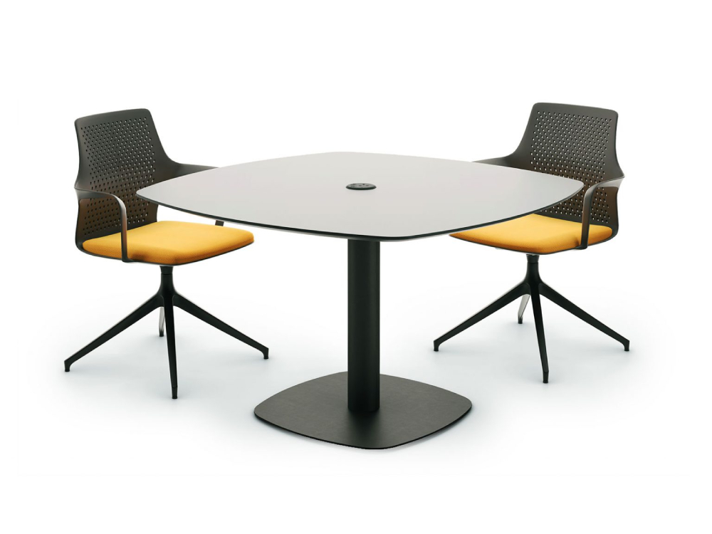 Ibhya – Circular And Square Shaped Meeting Table With Cable Managed Pedestal Base 2