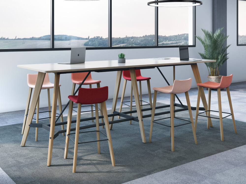 Lanzo – Rectangular Meeting Tables With Leg Rest 1