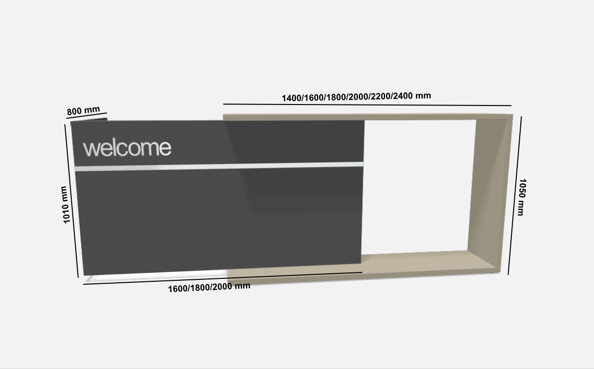 Calvino 1 – U – Shaped Reception Desk With Optional Top Shelf Size Image (1)