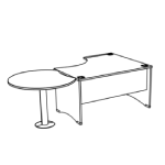 Desk with Static Eclipse Extension Meeting Table