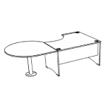 Desk with Teardrop Ended Extension Meeting Table