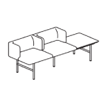 2 Seater Backrest Sofa With Table (L1810 x D610 x H650)