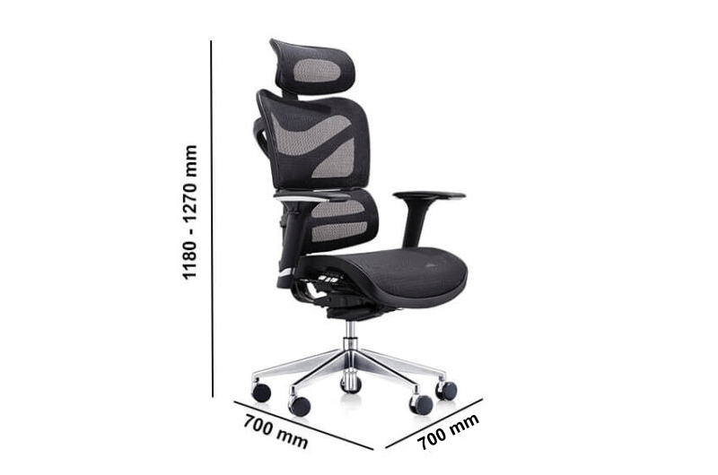 Macon Black Executive Ergonomic Mesh Chair Dimension Img