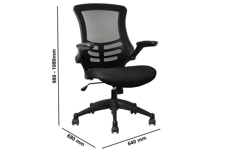 Madan Mesh Seat And Back Operations Office Chair Dimeinsion Img