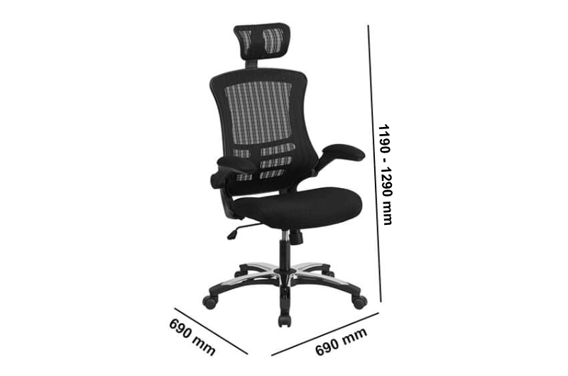 Madog Operational Chair With Headrest Dimension Img