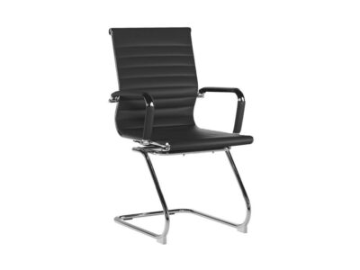 Pacifica Medium Back Bonded Leather Meeting Chair Black 1