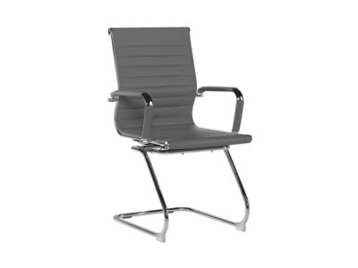 Pacifica Medium Back Bonded Leather Meeting Chair Grey 1