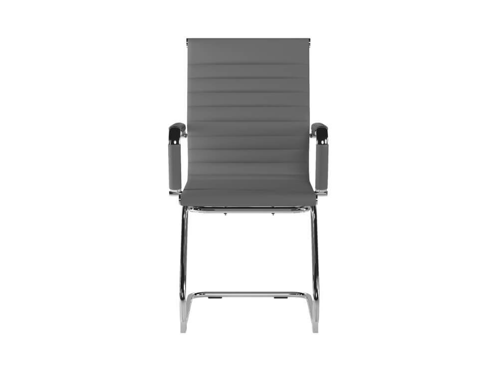 Pacifica Medium Back Bonded Leather Meeting Chair Grey 3