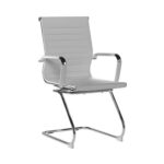 Pacifica Medium Back Bonded Leather Meeting Chair White 1