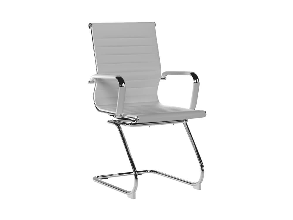 Pacifica Medium Back Bonded Leather Meeting Chair White 1