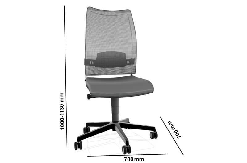 Cristina 1 – Task Chair With Black Plastic Mesh Backrest & Optional Amrs Size