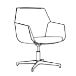 Enrique 1, Ludovica , Ludovica 3 Sleek Loop Ring Leg Executive Desk With High Back Execuive Chair And Swivel Visitor Chair Sketch 5