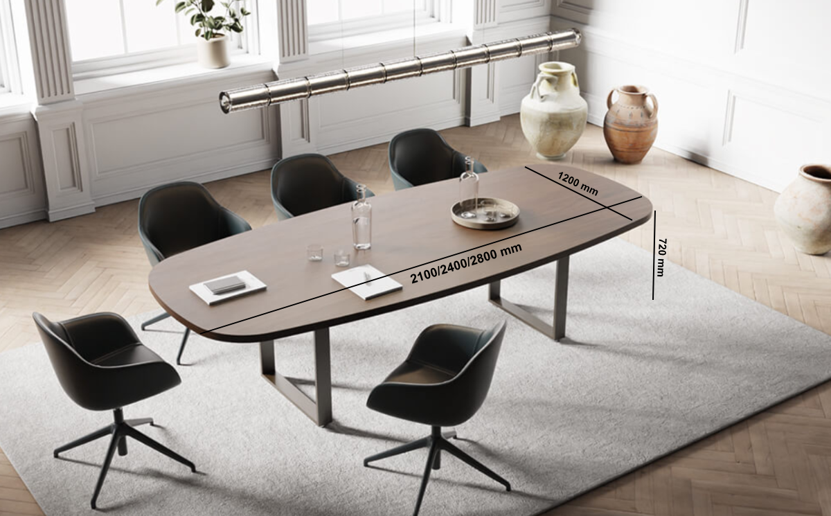 Romilda 5 – Oval Shaped Meeting Room Table With Ring Legs Size Image 1