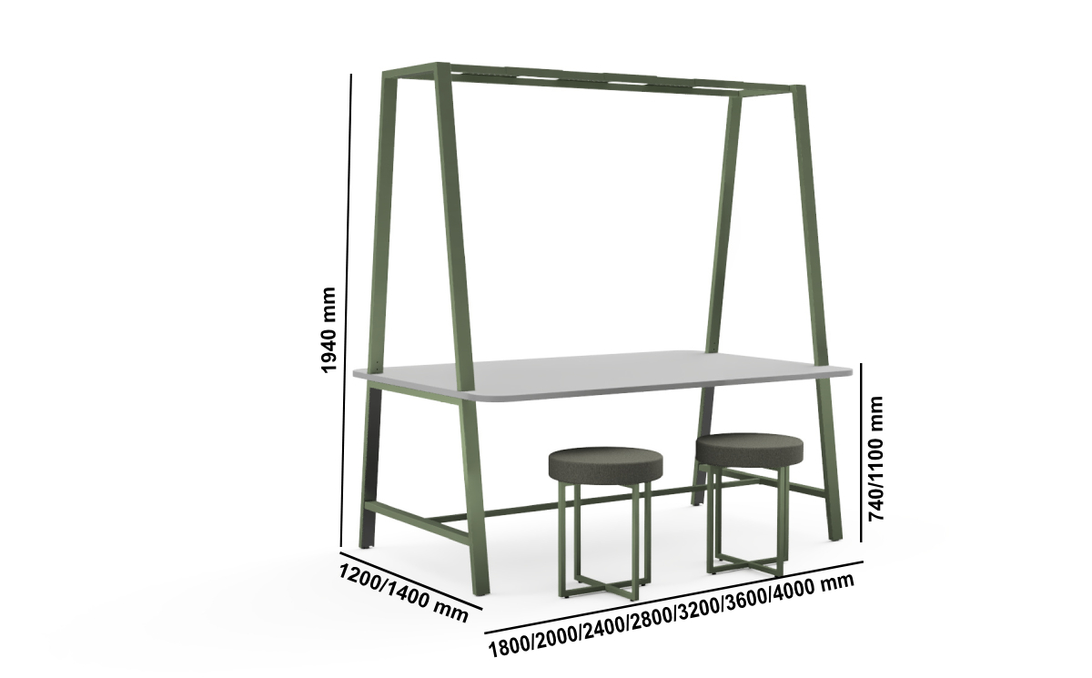 Lido 1 Medium And High Height Rectangular Collaborative Meeting Table With Optional Castor Size