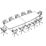 Medium Barrel Shape Table (12 Persons) + 12 Chair