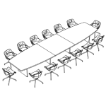 Large Barrel Shape Table (14 Persons) + 14 Chair