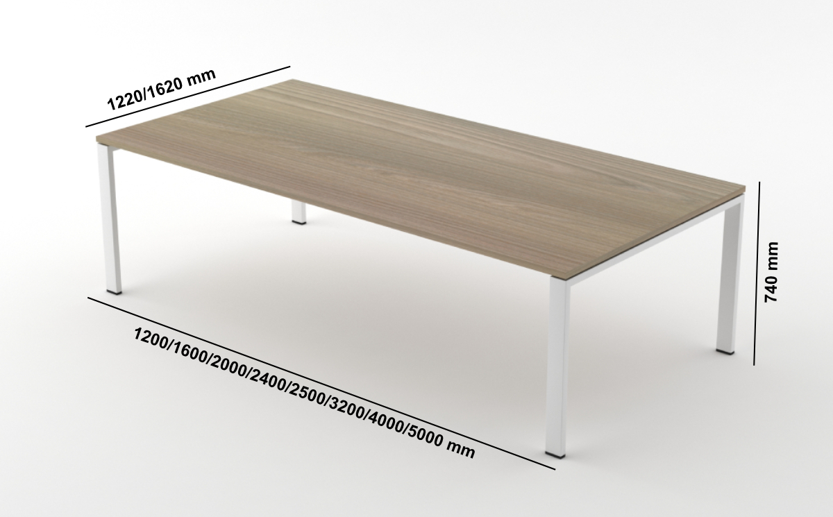 Ecedro Rectangular Shaped Meeting Table With Metal Legs Middle