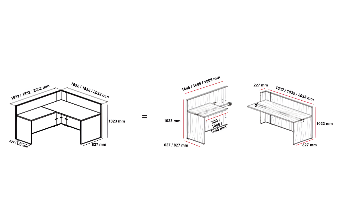 Oriana L Shaped Desk Size Img