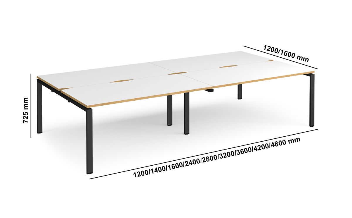 Titian Double Bench Desk For 2, 4 And 6 Persons With Return Middle