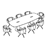 Rounded Corner Shape Table (8 Persons) + 8 Chair