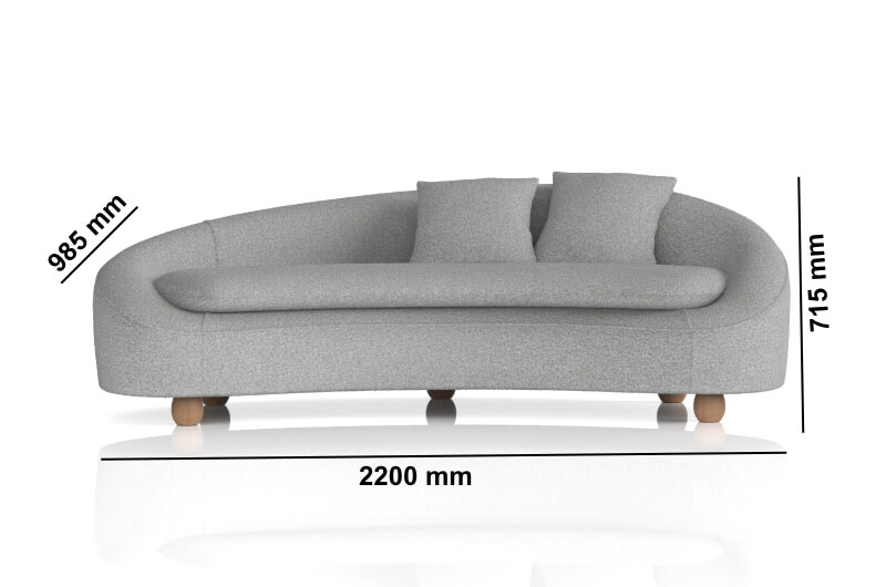 Buona – Grey Boucle Three Seater Sofa Size