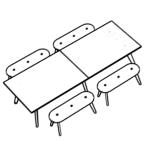 Medium Straight Corners Rectangular Shape Table (8 Persons) +4 Bench