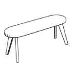 Cirocco 3 – Bench With Oak Ral Legs No Buttons