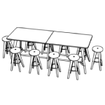 Medium Rounded Corner Rectangular Shape Table (10 Persons) + 10 Chair