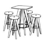 Radiused Square Shape Table (4 Persons) + 4 Chair