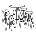 Round Shape Table (4 Persons) + 4 Chair