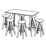 Small Straight Corners Rectangular Shape Table (6 and 8 Persons) + 6 and 8 Chair