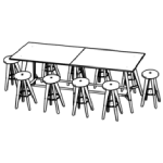 Medium Straight Corners Rectangular Shape Table (10 Persons) +10 Chair