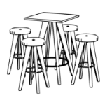 Square Shape Table (4 Persons) + 4 Chair