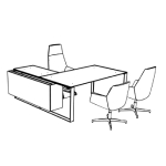 Desk with Return and Supporting on Combination Unit (Left Side) + 1 Executive Chair + 2 Visitor Chair